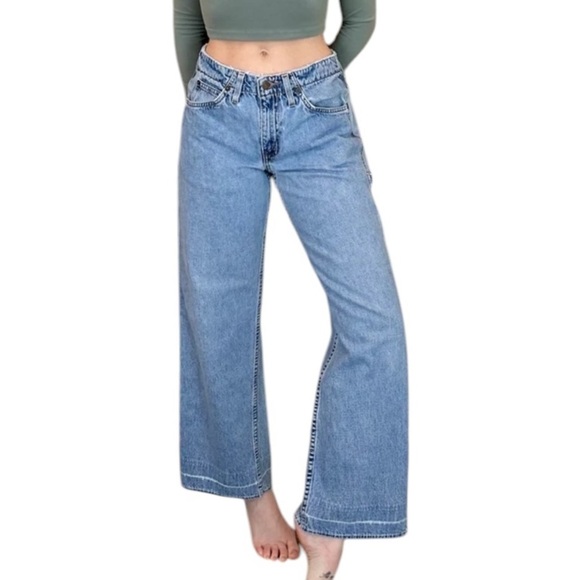 Y2K Levi's L2 Jeans 12 Wide Leg Skater Back Buckle Blue Tab High Rise - Picture 1 of 13